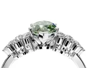 Cluster Engagement Ring Setting for Fancy Green Marquise Center with 2-Row Shoulder Clusters and Prong Head in Sterling Silver
