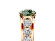 Solitaire Engagement Ring Setting for Fancy Green Round Cut Center with Graduated Shared Prongs and Prong Head in Rose Gold