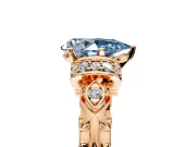 Solitaire Engagement Ring Setting for Fancy Blue Pear-Shaped Center with Filigree Band and Prong Head in Rose Gold