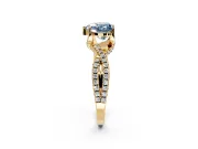 Solitaire Engagement Ring Setting for Fancy Blue Heart-Shaped Center with Narrow Twist Pave Band and Prong Head in Yellow Gold