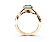 Solitaire Engagement Ring Setting for Fancy Green Asscher Cut Center with Plain Bypass Twist Band and Prong Head in Rose Gold