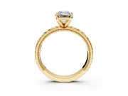 Solitaire Engagement Ring Setting for Emerald Cut Center with XO Engraved Band and Prong Head in Yellow Gold