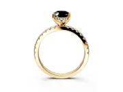 Solitaire Engagement Ring Setting for Fancy Black Oval Center with Band of Accents and Prong Head in Yellow Gold