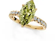Solitaire Engagement Ring Setting for Fancy Yellow Marquise Center with Large Accents and Prong Head in Yellow Gold