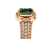 Solitaire Engagement Ring Setting for Fancy Green Asscher Cut Center with Accented Split Shank and Prong Head in Rose Gold