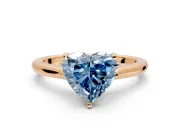 Solitaire Engagement Ring Setting for Fancy Blue Heart-Shaped Center with Narrow Cathedral Band and Prong Head in Rose Gold