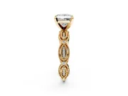 Solitaire Engagement Ring Setting for Princess Cut Center with Marquise Panel Band and Prong Head in Yellow Gold