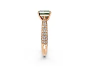 Solitaire Engagement Ring Setting for Fancy Green Princess Cut Center with Multi-Row Accents and Prong Head in Rose Gold