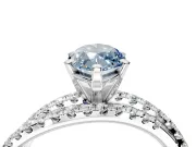 Solitaire Engagement Ring Setting for Fancy Blue Marquise Center with Woven 3-Strand Pave Band and Prong Head in White Gold