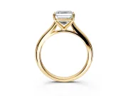 Solitaire Engagement Ring Setting for Asscher Cut Center with Narrow Cathedral Band and Prong Head in Yellow Gold