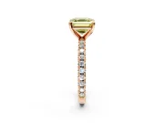 Solitaire Engagement Ring Setting for Fancy Yellow Asscher Cut Center with Fine Pave Band and Claw Prong Head in Rose Gold