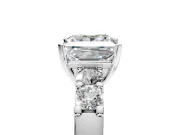 5 Stone Engagement Ring Setting for Princess Cut Center with Plain Band and Prong Head in Platinum