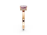 Hidden Halo Engagement Ring Setting for Fancy Pink Princess Cut Center with Wide Flat Plain Band and Prong Head in Rose Gold