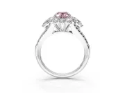 Halo Engagement Ring Setting for Fancy Pink Oval Center with Two-Strand Split Shank and Prong Head in Sterling Silver