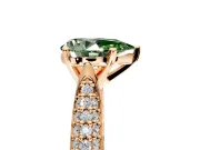 Solitaire Engagement Ring Setting for Fancy Green Pear-Shaped Center with Multi-Row Accents and Prong Head in Rose Gold