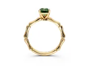 Solitaire Engagement Ring Setting for Fancy Green Emerald Cut Center with Bamboo Band and Prong Head in Yellow Gold