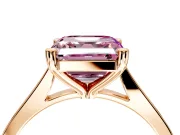 Solitaire Engagement Ring Setting for Fancy Pink Asscher Cut Center with Tapered Shoulders and Prong Head in Rose Gold