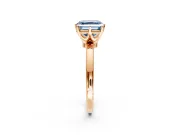 Solitaire Engagement Ring Setting for Fancy Blue Asscher Cut Center with Plain Band and Tulip Prong Head in Rose Gold