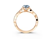 Solitaire Engagement Ring Setting for Fancy Blue Oval Center with Twisted Pave Split Shank and Prong Head in Rose Gold