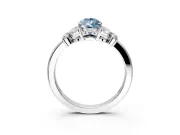 Solitaire Engagement Ring Setting for Fancy Blue Pear-Shaped Center with Marquise Flower Shoulders and Prong Head in Sterling Silver