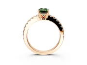 Solitaire Engagement Ring Setting for Fancy Green Emerald Cut Center with Single Row Accent Band and Prong Head in Rose Gold