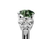 Cluster Engagement Ring Setting for Fancy Green Round Cut Center with Round Cut Accent Frame and Prong Head in White Gold