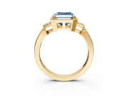 Cluster Engagement Ring Setting for Fancy Blue Asscher Cut Center with Milgrain Shoulder Clusters and Prong Head in Yellow Gold