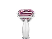 Solitaire Engagement Ring Setting for Fancy Pink Asscher Cut Center with Carved Leaf Shoulders and Prong Head in Sterling Silver