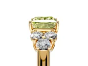 Cluster Engagement Ring Setting for Fancy Yellow Princess Cut Center with Round Cut Accent Frame and Prong Head in Yellow Gold