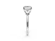 Minimalist Solitaire Engagement Ring Setting for Asscher Cut Center with Thin Band and Prong Head in White Gold