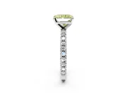 Solitaire Engagement Ring Setting for Fancy Yellow Radiant Cut Center with Fine Pave Band and Claw Prong Head in Sterling Silver