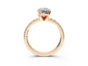 Solitaire Engagement Ring Setting for Radiant Cut Center with Large Accents and Prong Head in Rose Gold