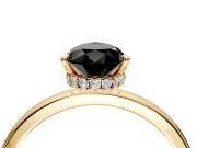 Hidden Halo Engagement Ring Setting for Fancy Black Pear-Shaped Center with Plain Band and Tall Prong Head in Yellow Gold