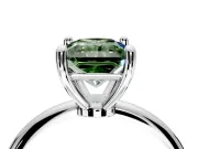 Minimalist Solitaire Engagement Ring Setting for Fancy Green Radiant Cut Center with Thin Band and Prong Head in Platinum