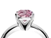 Solitaire Engagement Ring Setting for Fancy Pink Cushion Cut Center with Wire Band and Prong Head in Sterling Silver