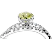 Solitaire Engagement Ring Setting for Fancy Yellow Pear-Shaped Center with Woven 3-Strand Pave Band and Prong Head in Sterling Silver