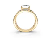 Solitaire Engagement Ring Setting for Asscher Cut Center with Wide-Open Split Shank and Prong Head in Yellow Gold