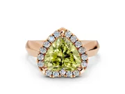 Halo Engagement Ring Setting for Fancy Yellow Heart-Shaped Center with Square Band and Prong Head in Rose Gold