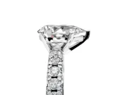 Solitaire Engagement Ring Setting for Pear-Shaped Center with Large Accents and Prong Head in Platinum