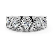 Round Cut Lab-Grown Diamond Channel-Set Wedding Band with X-Prong Detail in Platinum