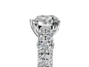 Solitaire Engagement Ring Setting for Heart-Shaped Center with Pave Cathedral Shoulders and Prong Head in White Gold
