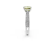 Solitaire Engagement Ring Setting for Fancy Yellow Princess Cut Center with Multi-Row Accents and Prong Head in Sterling Silver