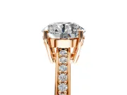 Solitaire Engagement Ring Setting for Round Cut Center with Channel-Set Accent Band and Prong Head in Rose Gold