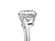 Solitaire Engagement Ring Setting for Princess Cut Center with Plain Bypass Twist Band and Prong Head in Platinum