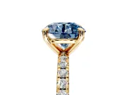 Solitaire Engagement Ring Setting for Fancy Blue Round Cut Center with Fine Pave Narrow Band and Prong Head in Yellow Gold