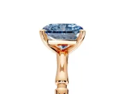 Solitaire Engagement Ring Setting for Fancy Blue Radiant Cut Center with Bamboo Band and Prong Head in Rose Gold