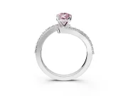 Solitaire Engagement Ring Setting for Fancy Pink Pear-Shaped Center with Pave Bypass Swirl Band and Prong Head in Sterling Silver