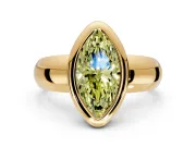 Solitaire Engagement Ring Setting for Fancy Yellow Marquise Center with Wide Band and Bezel Head in Yellow Gold