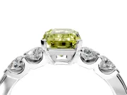 5 Stone Engagement Ring Setting for Fancy Yellow Emerald Cut Center with Plain Band and Prong Head in Platinum