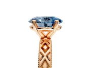 Solitaire Engagement Ring Setting for Fancy Blue Oval Center with Milgrain X Pattern Band and Prong Head in Rose Gold